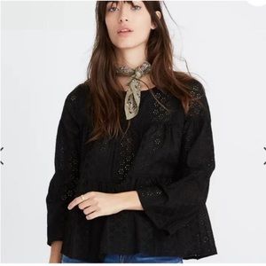 Madewell Tiered Button Back Eyelet Top Size Small
